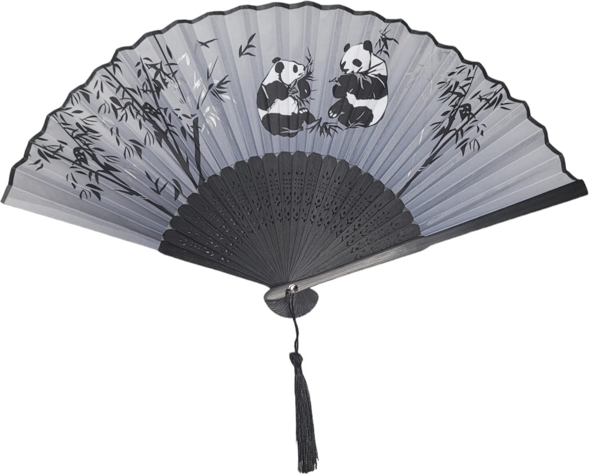 handwaaier - waaier festival - spaanse waaier - chinese waaier - handwaaier bamboe - panda 1 stuks - oDaani