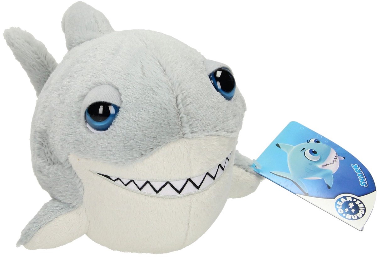 Knuffel Big Head Pluche Haai, 18cm