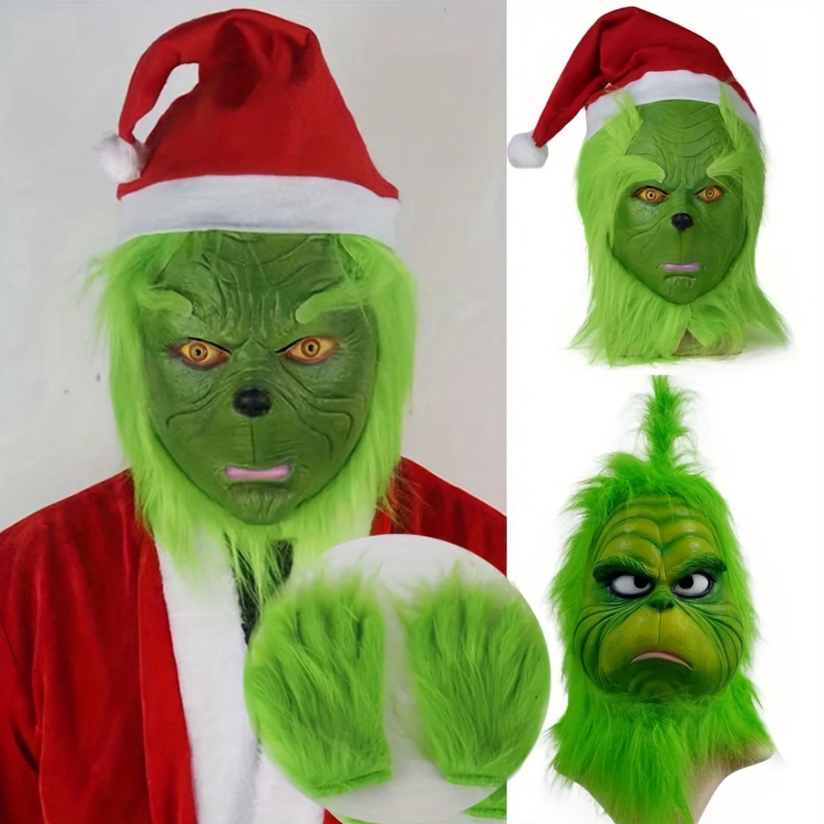 Halloween Masker & Handschoenen - Eng Verkleedmasker - Horror Mask - Kostuum - Carneval - The Grinch - Kinderen & Volwassenen - One Size - Onderweg online