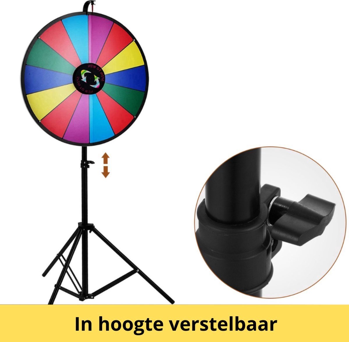 Rad van Fortuin - Draaiwiel - Gezelschapsspel - 14 Vakken - In Hoogte Verstelbaar - Opvouwbaar - Incl Accessoires - Ø 46cm
