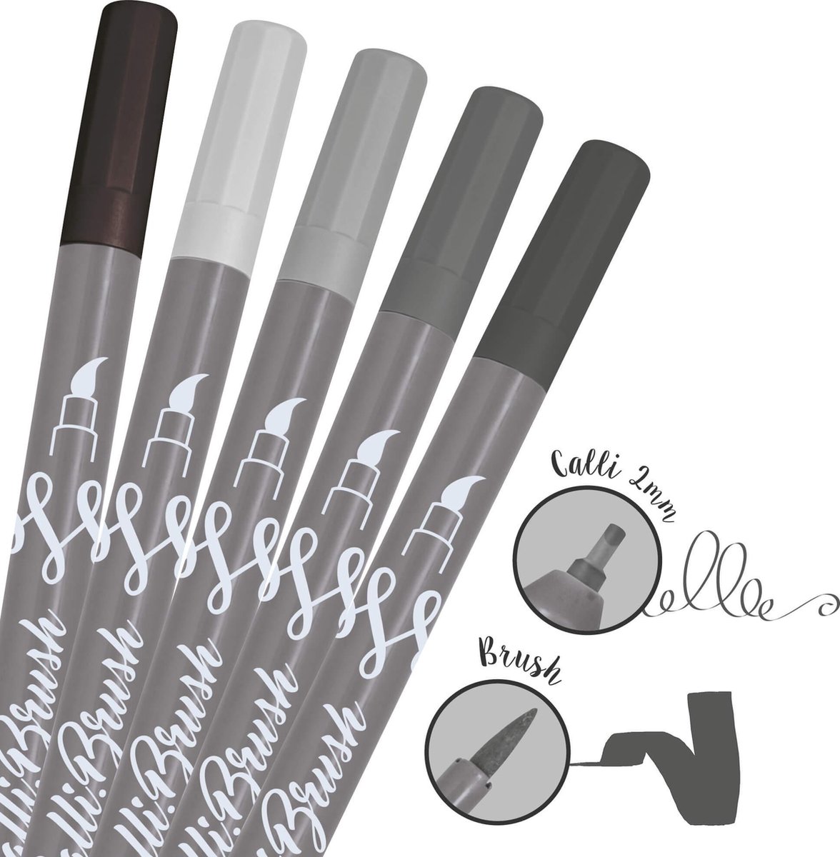 Calli. Brush Pens. Grey editions