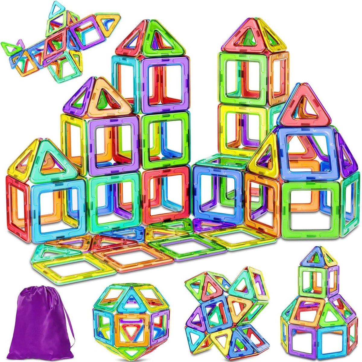 Magnetische Speelgoed - Constructie Speelgoed - Magnetische Bouwstenen - Montessori Speelgoed - Sterk Magnetisme - Hoge Zelfklevende Kracht - 40 stuks Magnet Speelgoed - Kinderen Magnetische Bouwstenen - voor 3 jaar en Ouder Meisjes Jongens