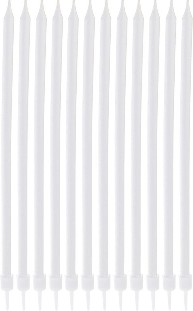 Taartkaarsjes Wit Lang 14,5 cm 12 stuks - Verjaardag Kaarsjes