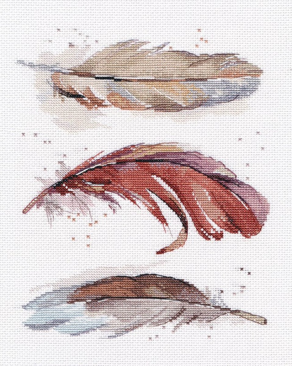 Borduurpakket OVEN - Feathers - Veren - 16 count aida - telpatroon