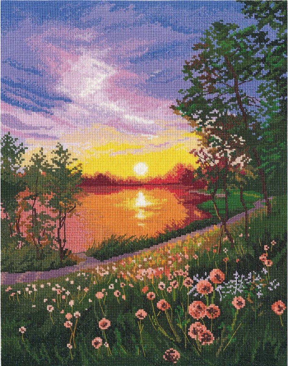 Borduurpakket OVEN - Summer Sunset - Zomerse zonsopkomst - telpatroon