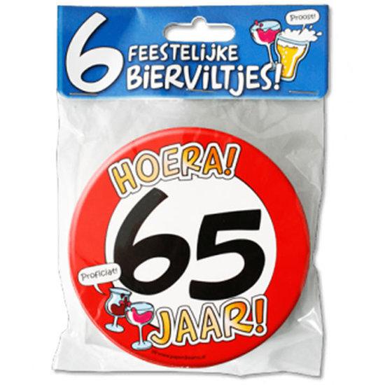 Bierviltjes - 65 jaar - 6 stuks