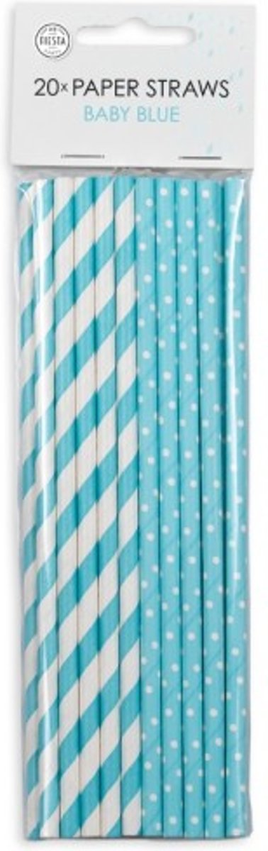 Party Colors Papieren Rietjes Lichtblauw 20 stuks