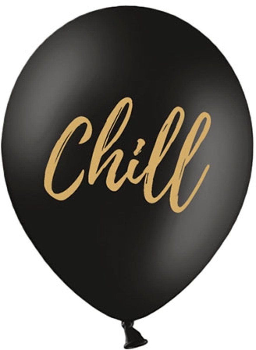 Ballonnen zwart Chill goud 50 stuks