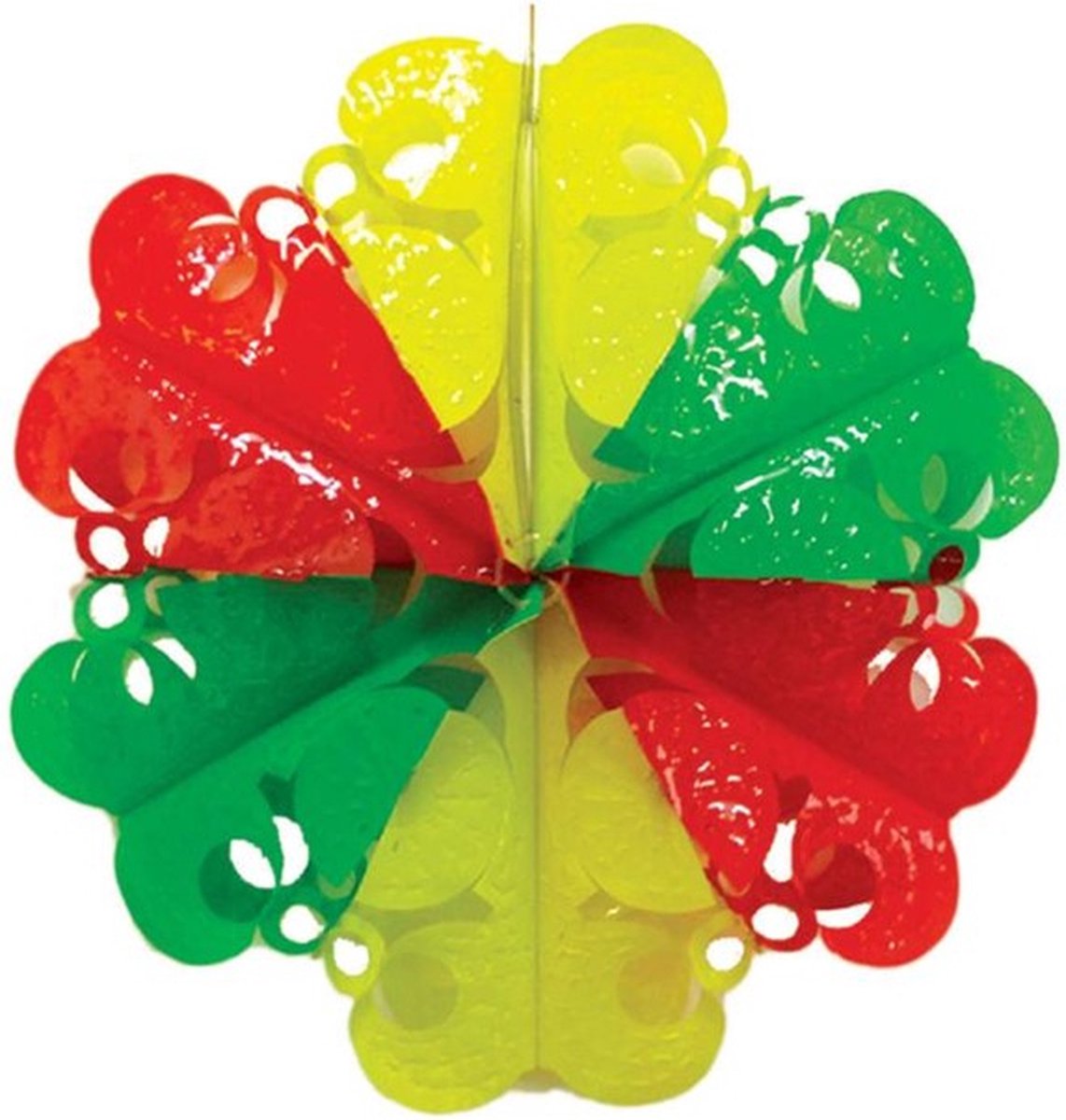 Hangdecoratie Carnaval rood geel groen 30 cm.