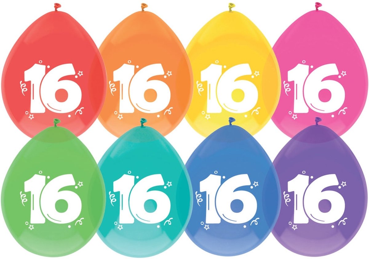 40 x ballonnen - 16 jaar - assorti kleuren