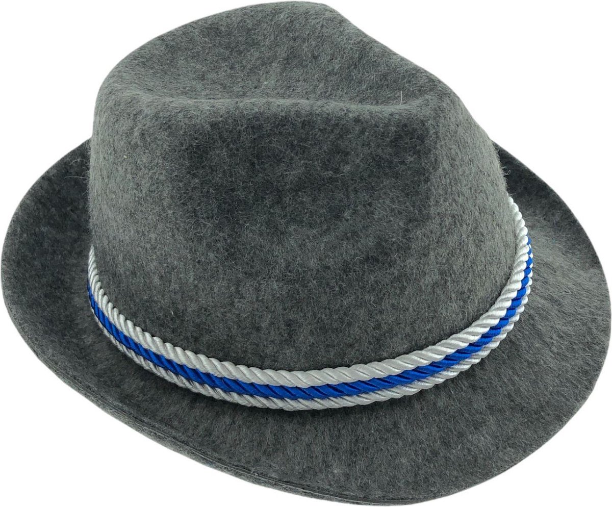 Oktoberfest Hoed Grijs - Tirolerhoed - 20,5 x 16 cm (LxB)