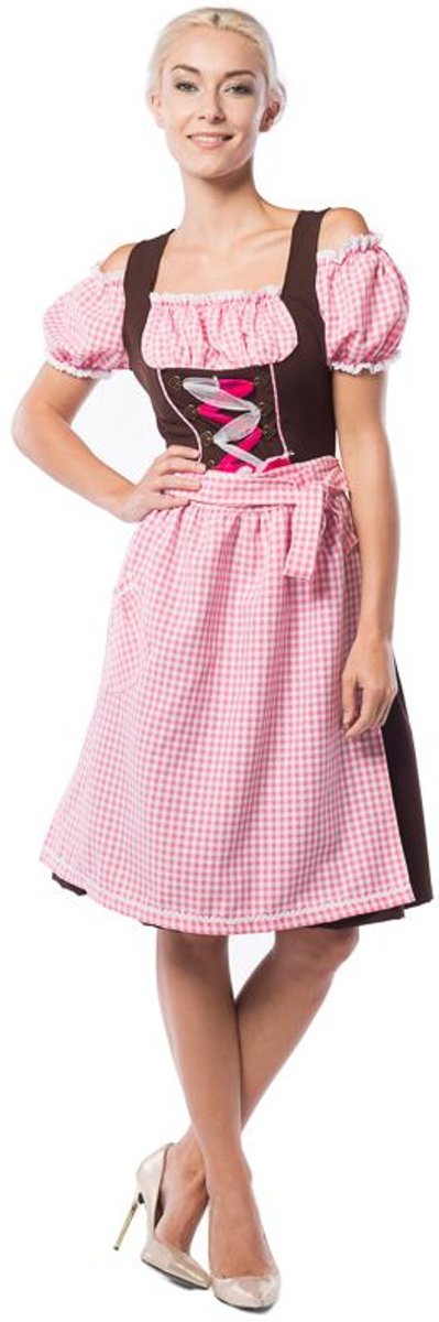 PartyXclusive Dirndl Dames Anne-Ruth rose/bruin (midi)  Roze - 5XL
