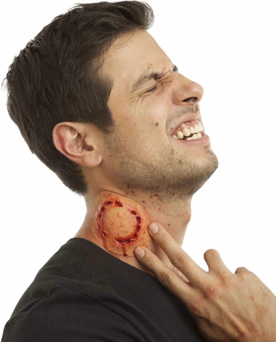 Partychimp Applicatie Bijtwond 7 Cm Latex Beige/rood