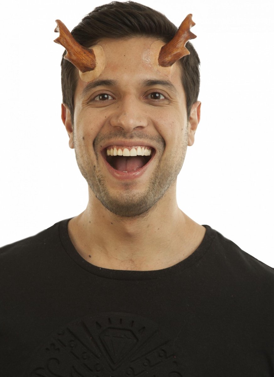 Partychimp Applicatie Hoorns Rendier Latex Bruin 2 Stuks