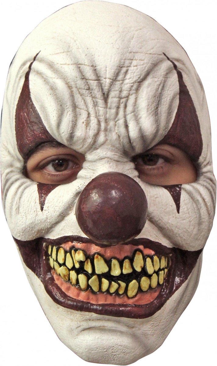 Partychimp Gezichtsmasker Chomp Clown Pvc Wit/bruin One-size