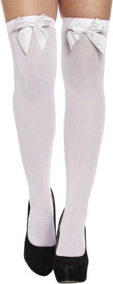 Partychimp Kousen Met Strik Dames Polyester Wit One-size