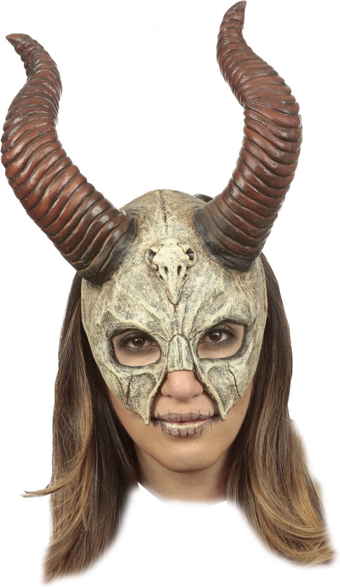 Partychimp Masker Mythical Horned Skull Latex Beige One-size