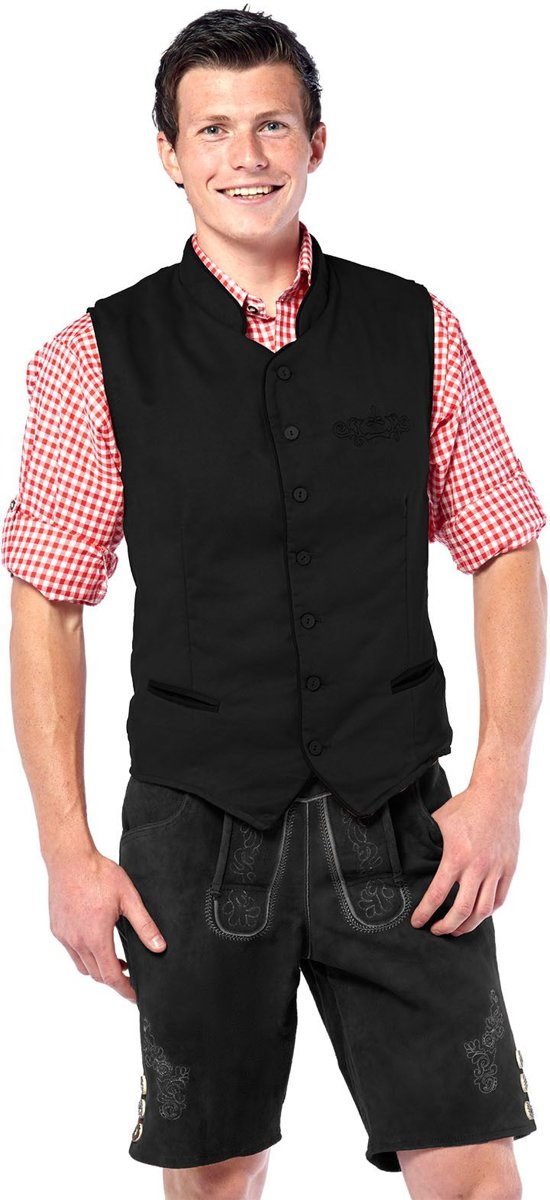 Partychimp Vest Heren trachtenvest Deluxe zwart Zwart - M