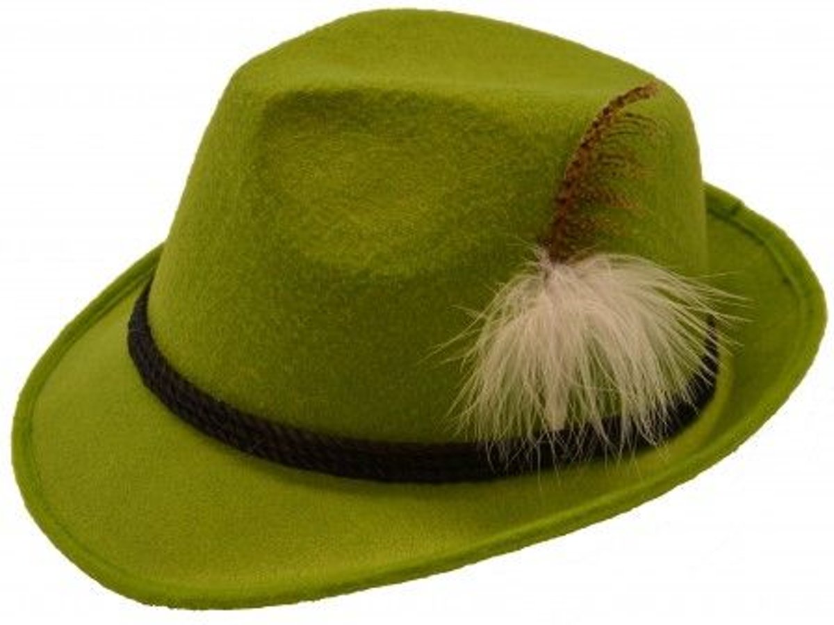 Tiroler Hoed Deluxe groen met Veertje