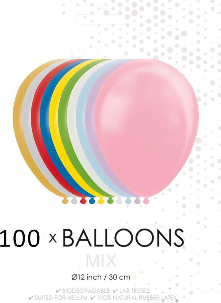 100 metallic/pearl ballonnen mix 30 cm