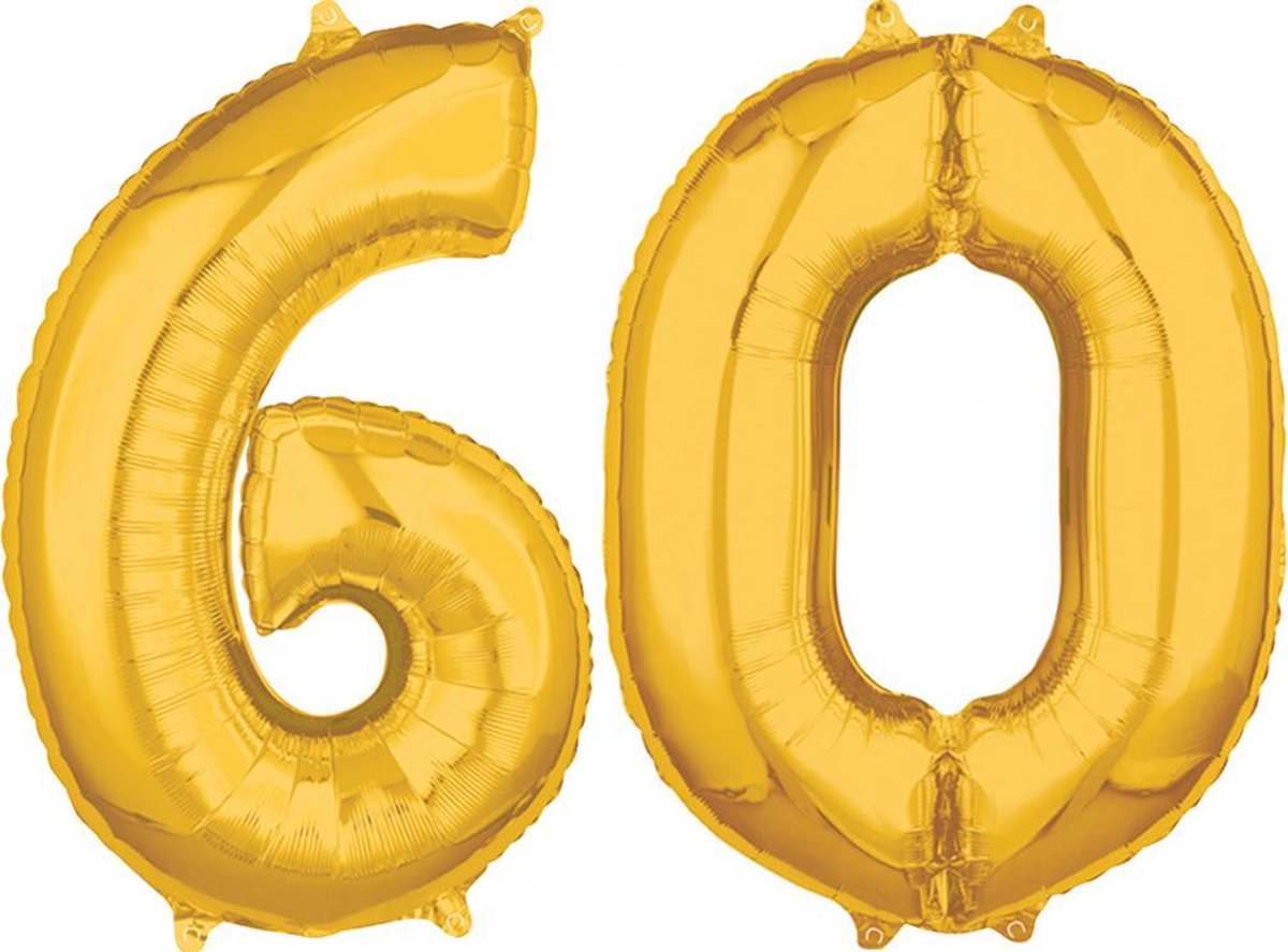 Gouden 60 cijfers ballonnen helium gevuld