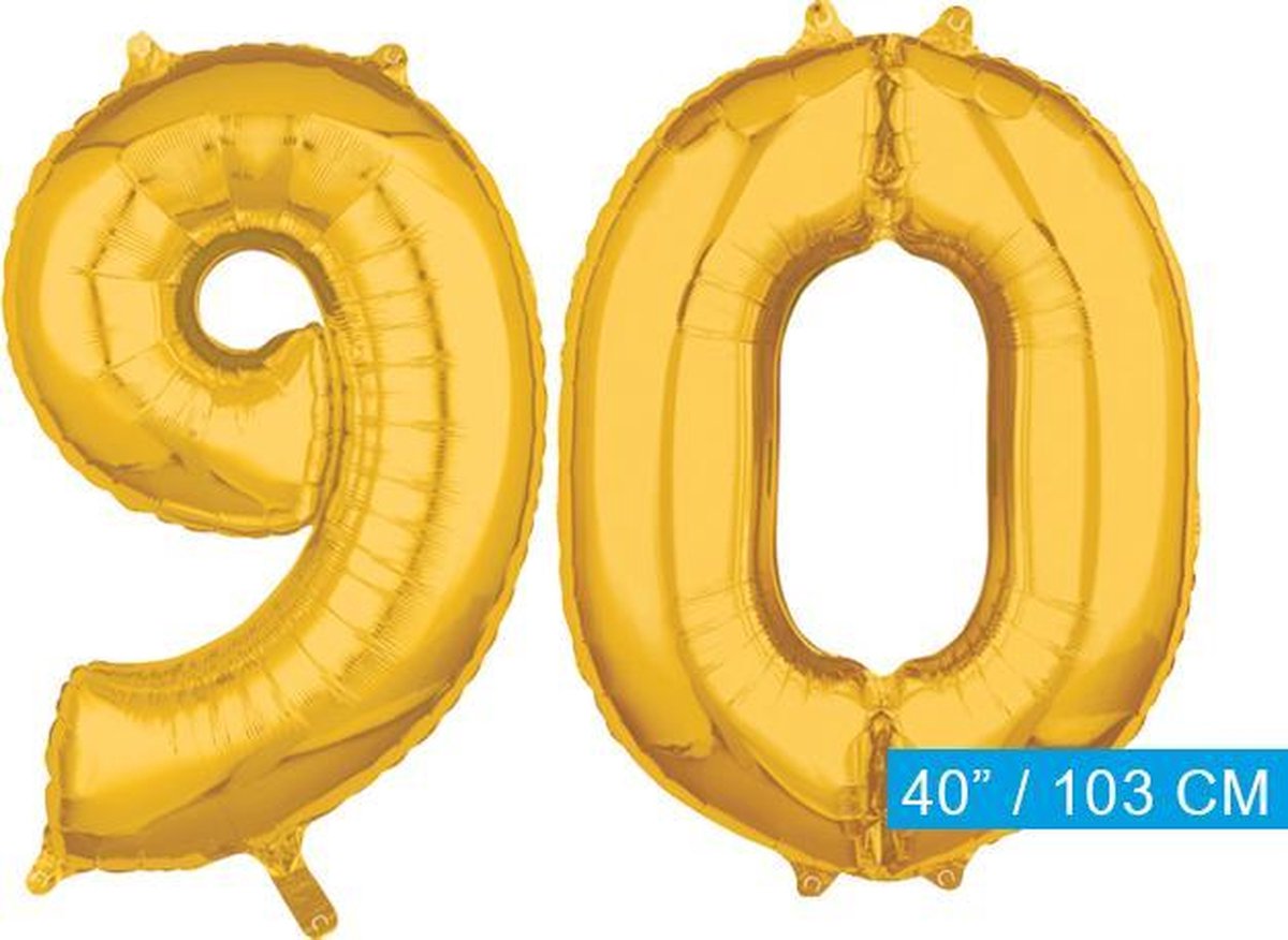 Gouden 90 cijfers ballonnen helium gevuld