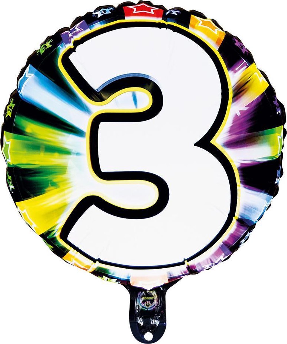 led-folieballon cijfer 3 inclusief helium gevuld