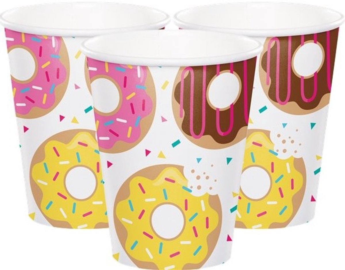 Wegwerpbekertjes - Donut - Partycreations - 8stuks