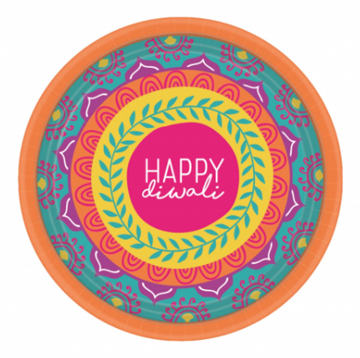 Wegwerpbordjes - happy diwaldi - 8 stuks - 17cm