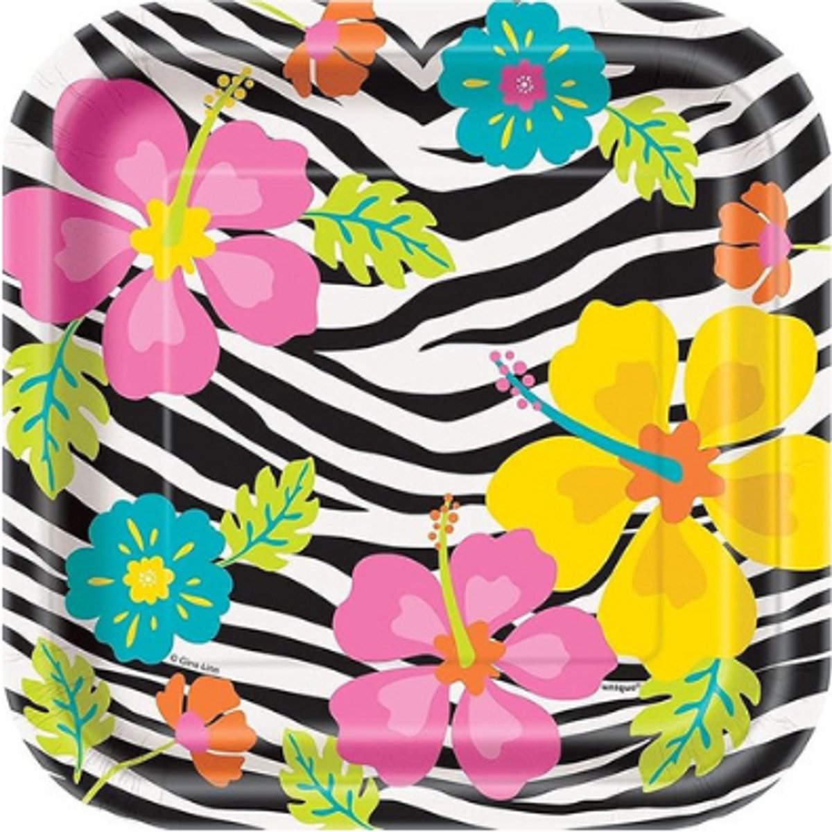 Wegwerpbordjes Hawaii - karton - vierkant - 17cm - 10stuks