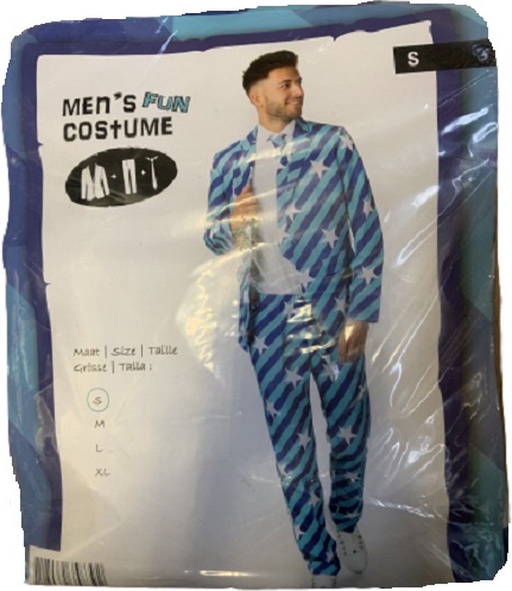 Carnaval Pak Blauwe strepen - S