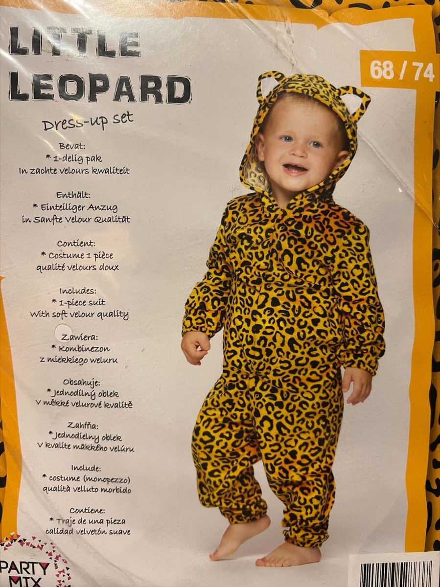 Onesie Little Leopard - Luipaard - Tijger - Leeuw - Maat 68/74 - Baby pakje - Kostuum - Carnaval - Oranje/Zwart - Baby onesie - Pyjama - Slapen - Feest