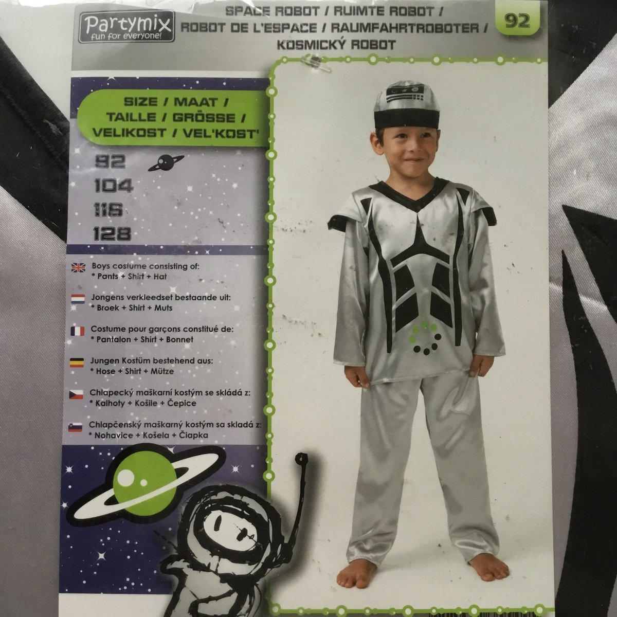 Ruimterobot verkleedkleding voor kinderen, carnavalskleding jongens en meisjes, maat 92