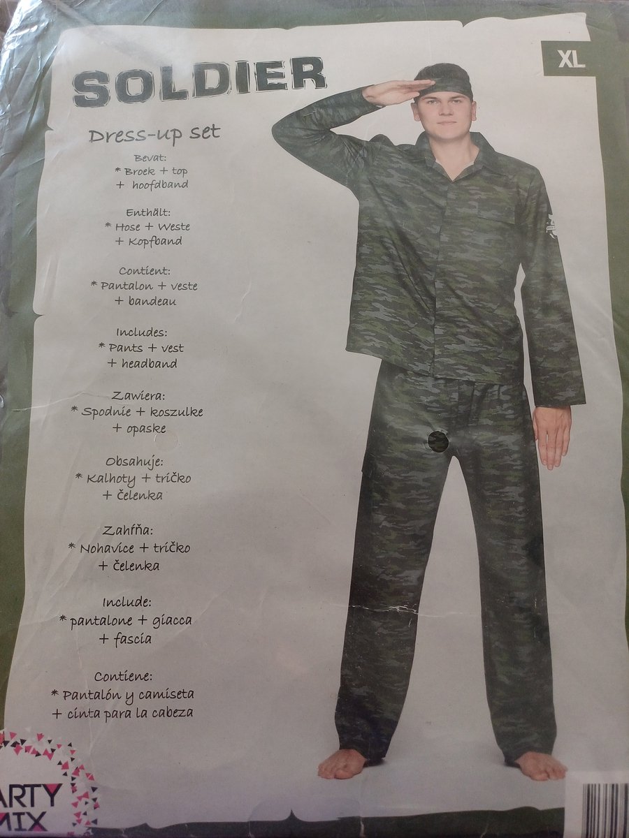 verkleedpak soldaat maat XL
