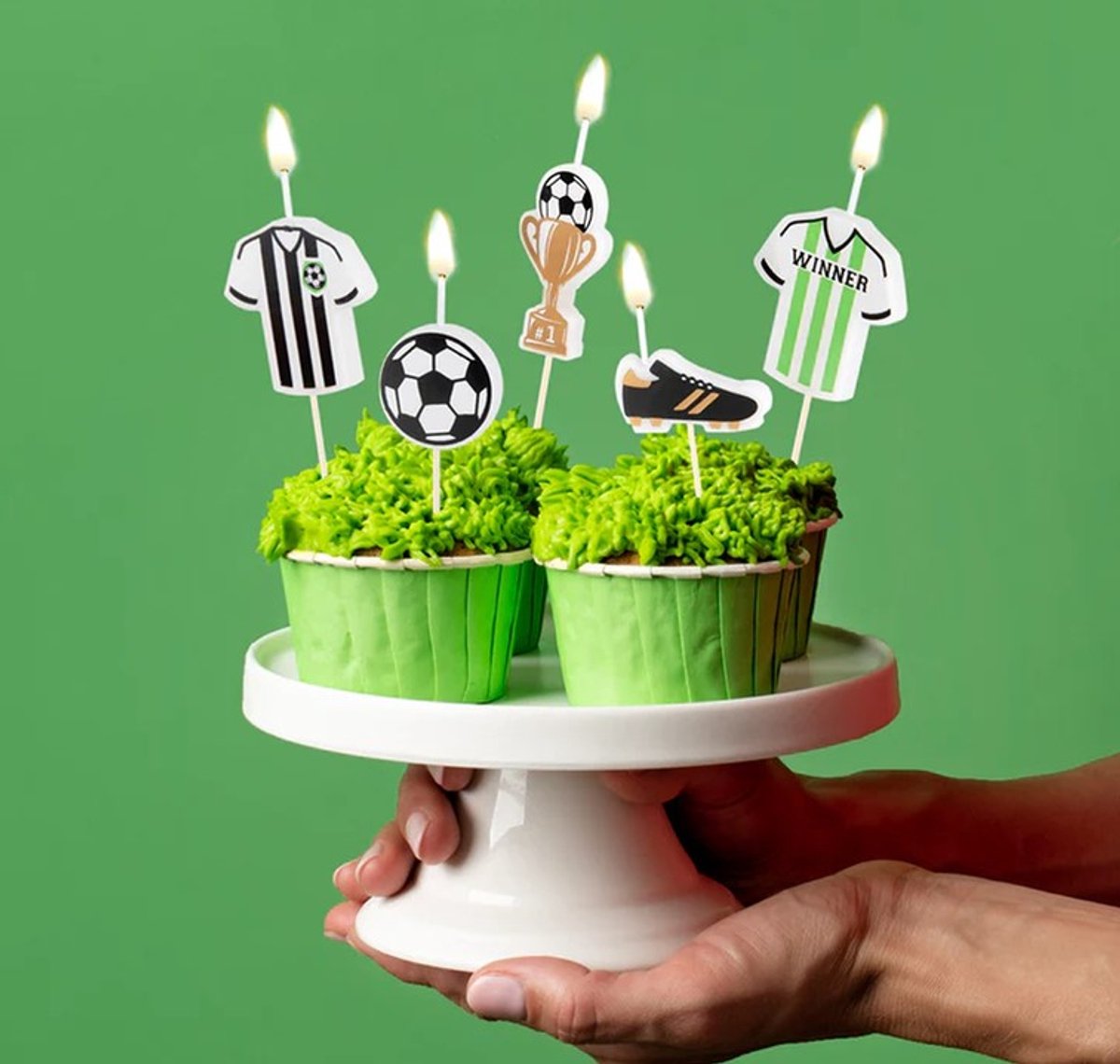 Taart kaarsjes Voetbal Verjaardag Kaarsjes - 5 stuks.