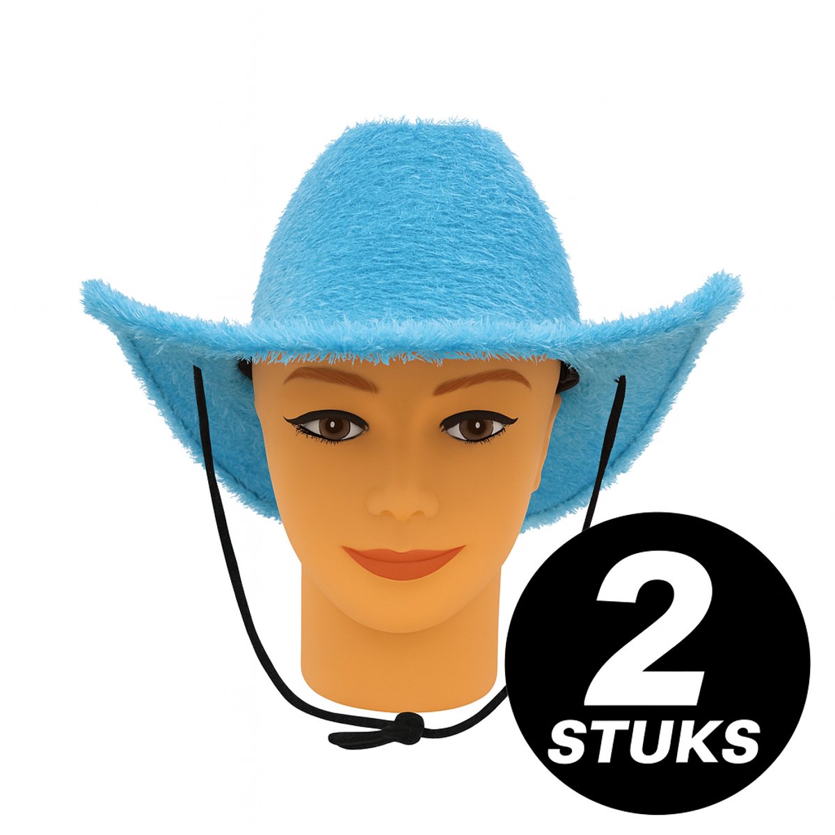 Blauwe Cowboyhoed met Pluche Vacht – Verkleedhoed voor Feest, Carnaval en Themafeest