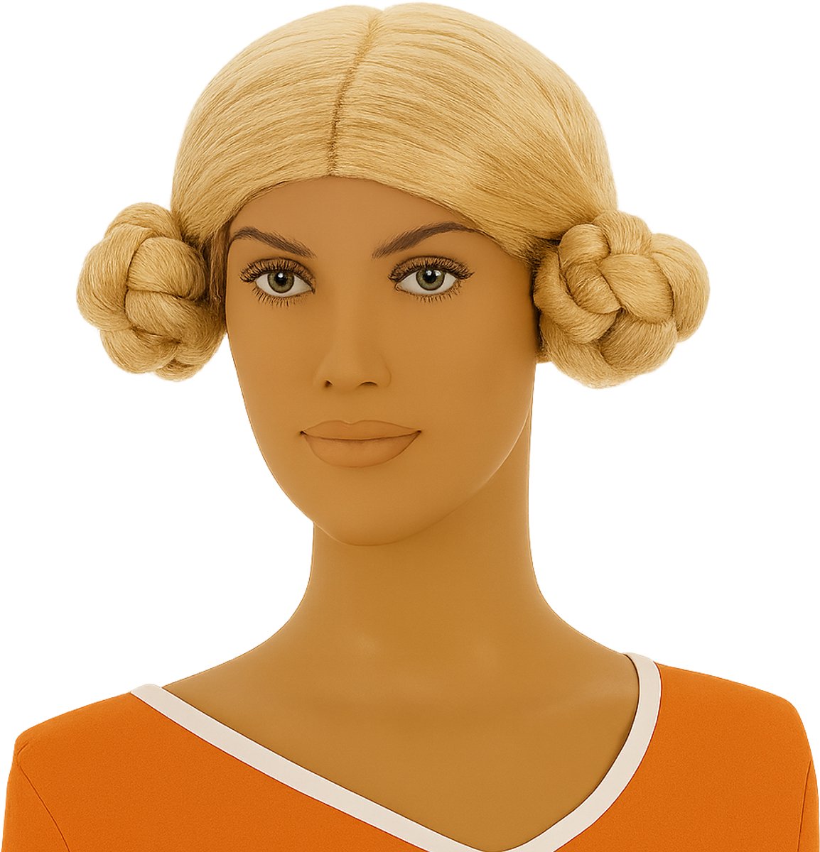 Blonde Dubbele Knot Verkleedpruik – Feestpruik voor Carnaval & Themafeesten