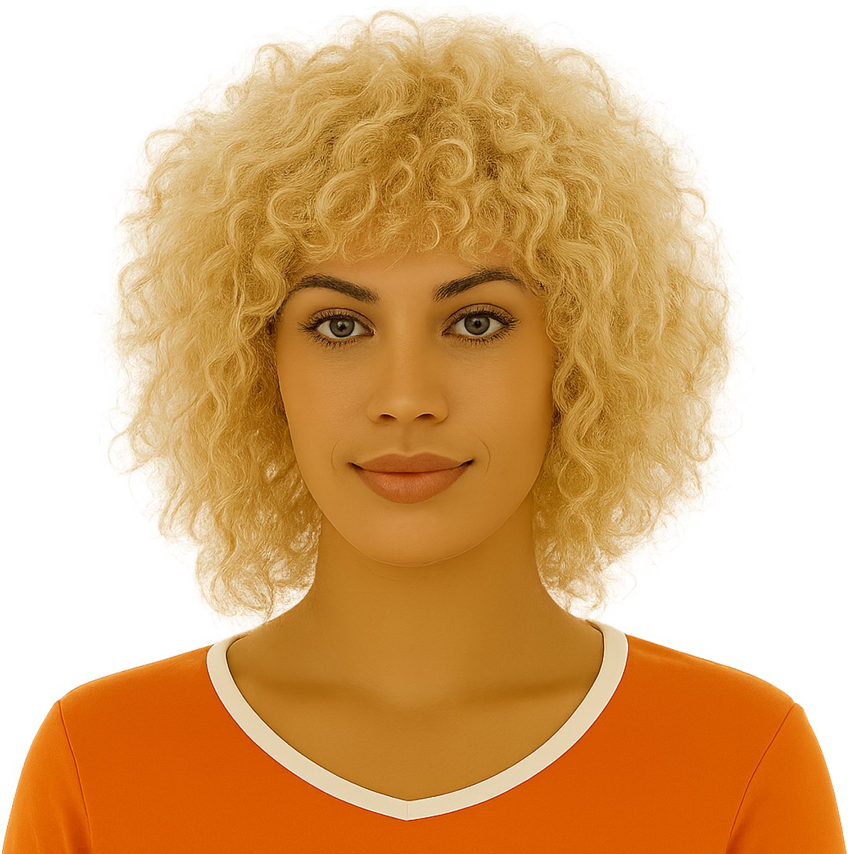 Blonde Krullen Verkleedpruik – Feestpruik voor Carnaval & Themafeesten