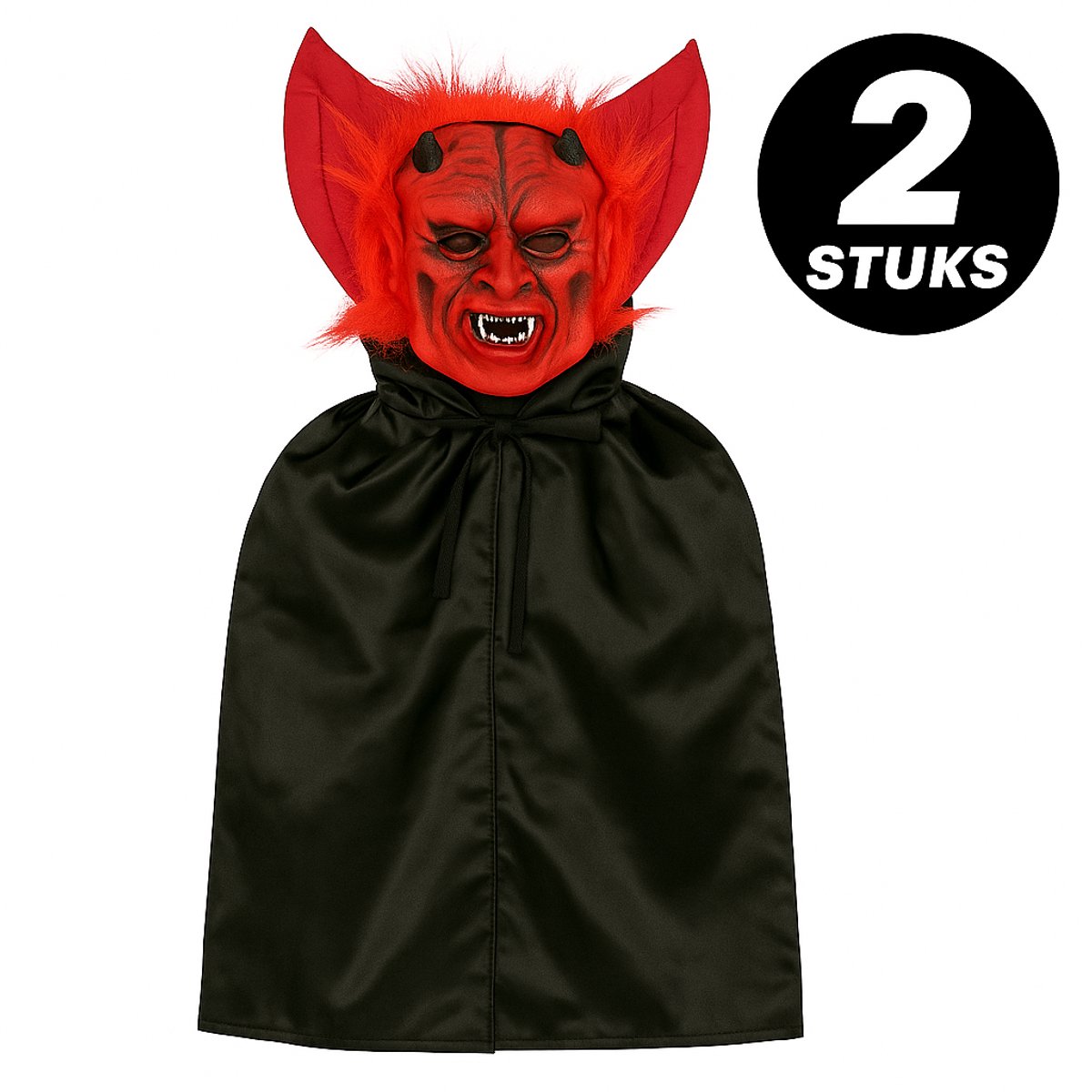 Duivel Kostuum Kind – Halloween Verkleedset met Rode Masker en Cape – Griezelige Verkleedkleding voor Kinderen