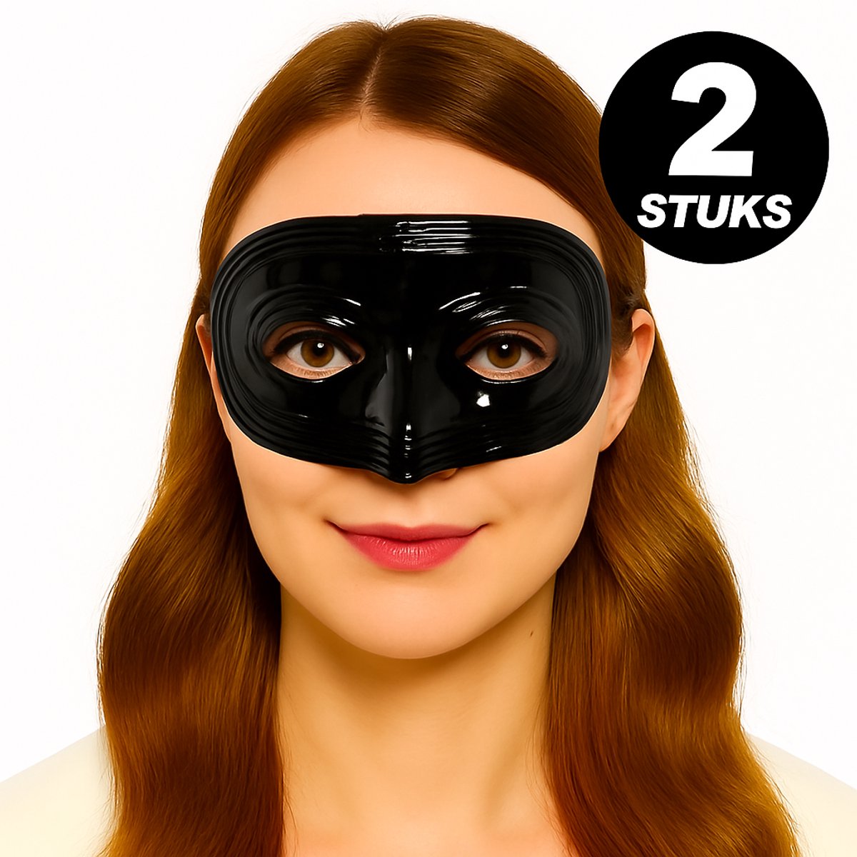 Glanzend Zwart Masker – Set van 2 Stuks – Verkleedmasker voor Carnaval, Maskerade & Themafeesten