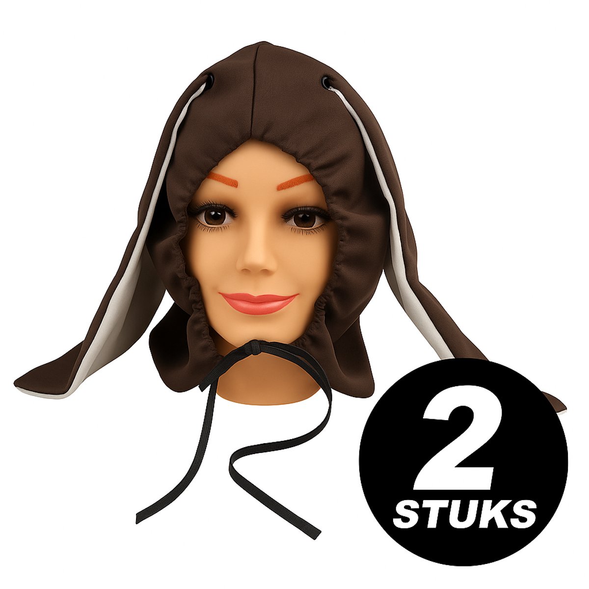 Hondenhoed met Lange Oren – Verkleedhoed Volwassenen – Set van 2