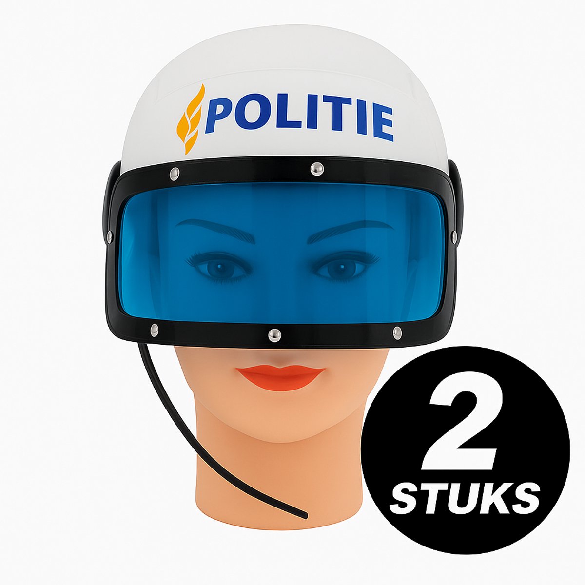 Politie Verkleedhelm met Vizier – Wit/Blauw – 2 Stuks – Speelgoed