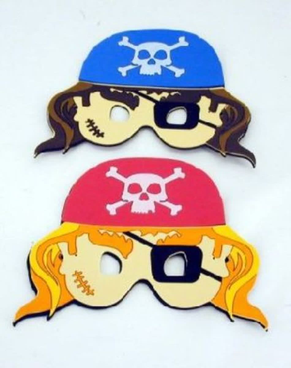 Uitdeelcadeautjes 6 stuks Piraten foam maskers 2 assortie