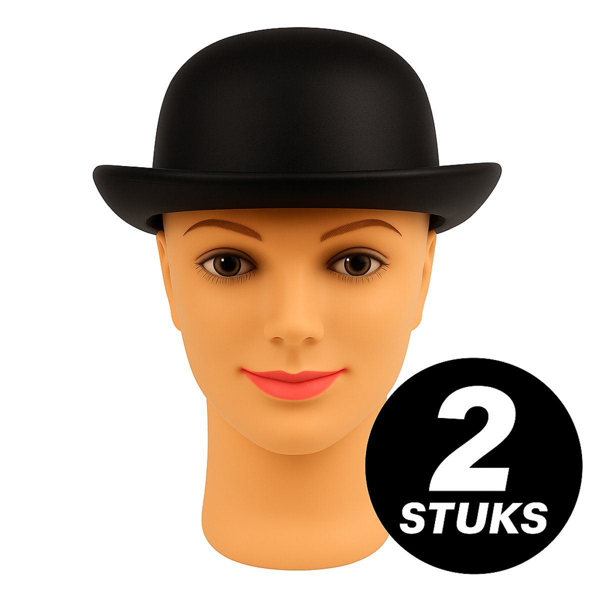 Zwarte Bolhoed Verkleedhoed – 2 Stuks – Feest & Verkleed Accessoire