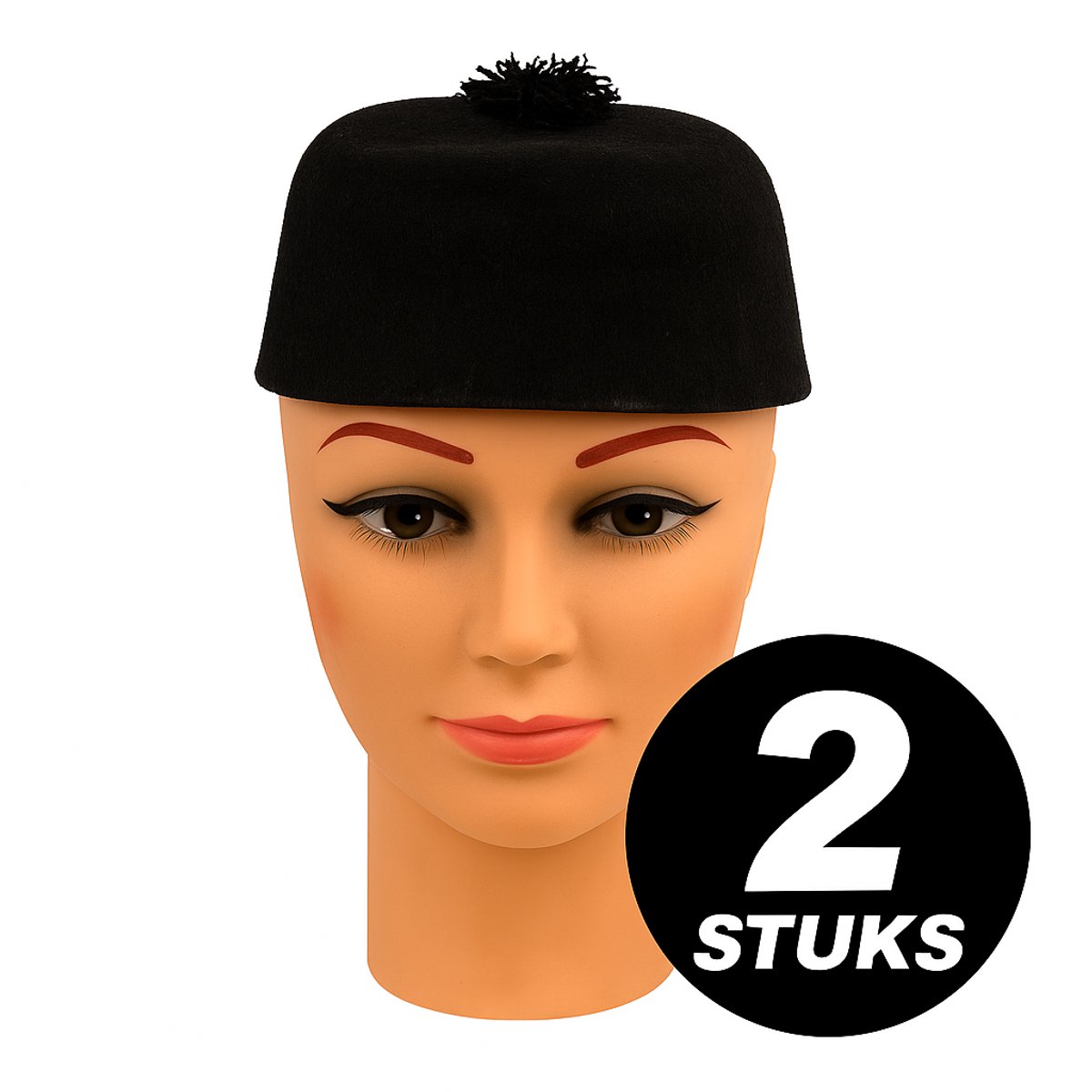 Zwarte Fez Hoed met Kwastje – Set van 2 Stuks – Verkleed & Feesthoed voor Themafeesten en Carnaval