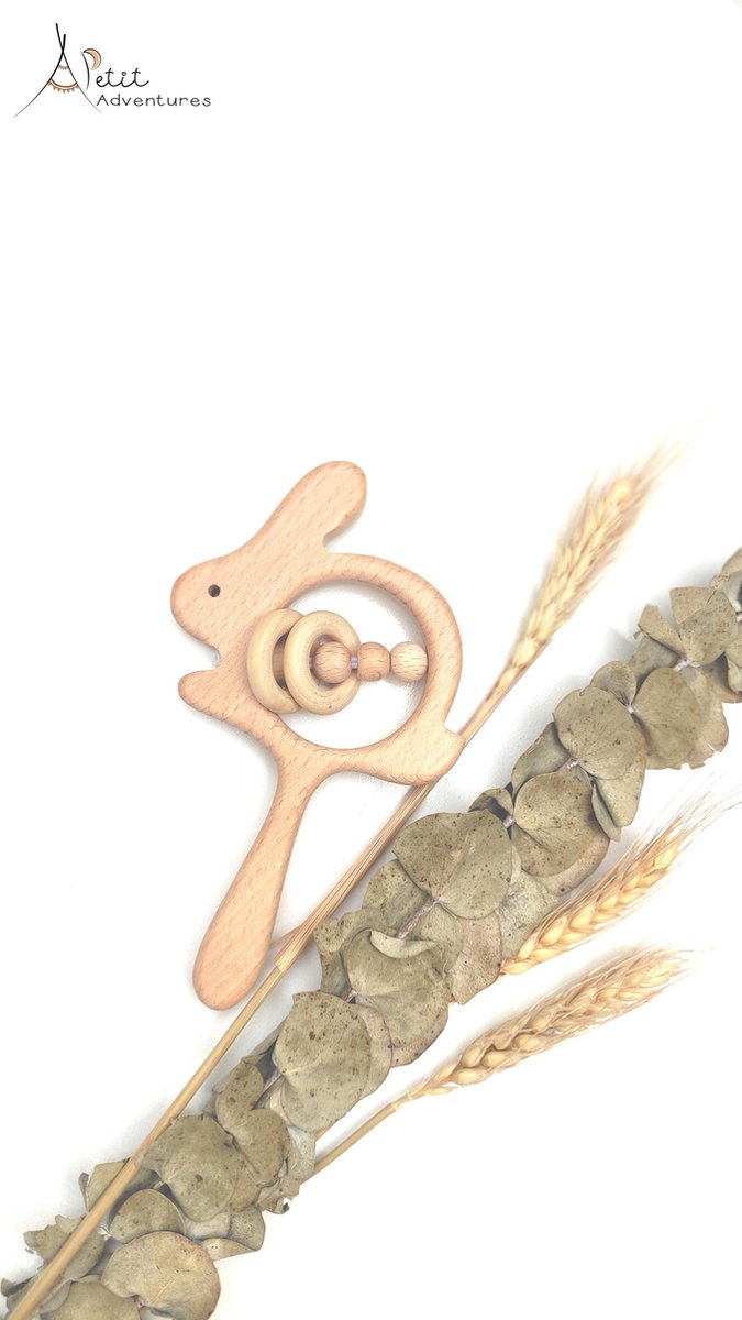 Houten rammelaar konijn