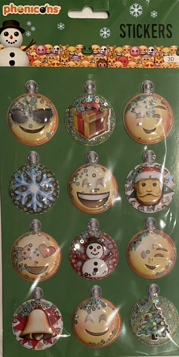 Emoticons 3D kerst stickers