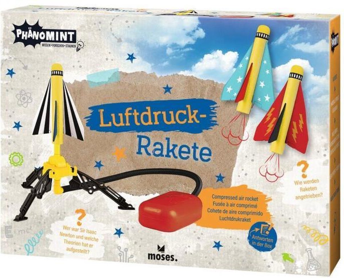 Phänomint Luchtdruk raket Junior 25 Cm Foam Geel 5-delig