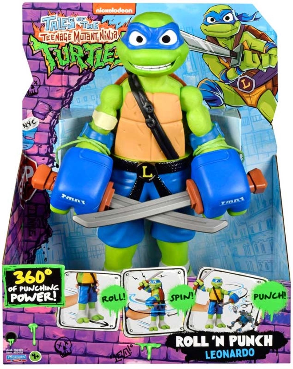 Playmates actiefiguur speelgoed TALES OF THE TMNT Roll N Punch Leonardo.