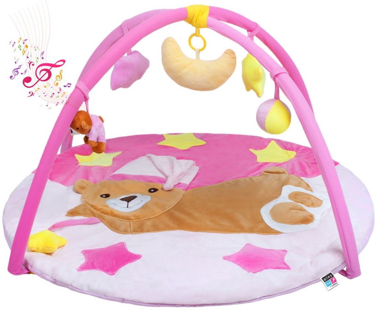 PlayTo - Babygym - Kleurrijke speelmat - Muzikale speeltjes - Ontwikkeling stimuleren - Motorische vaardigheden - Zintuiglijke prikkeling - Speelboog - Beerspeelmat - Activiteitencentrum